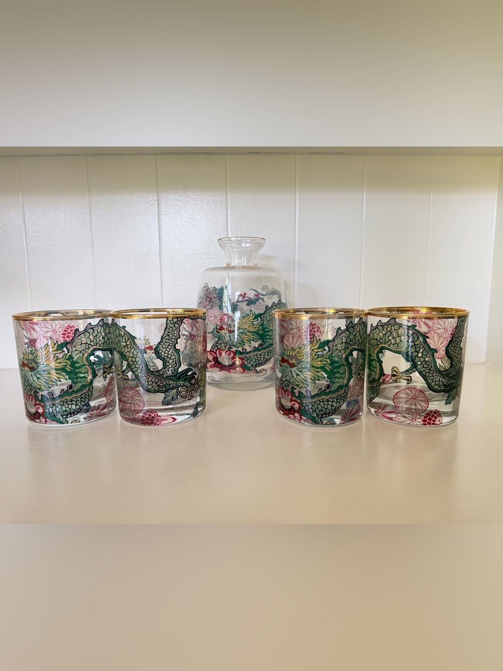 Williams Sonoma x Schumacher Chiang Mai Dragon Glasses & Decanter Set